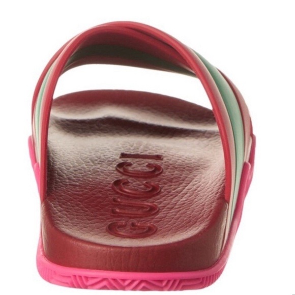 NEW Gucci Women's Rubber Web Striped Slides Sandals EU38 US8 - Picture 3 of 8